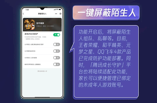 168电竞官网：腾讯上线一键屏蔽陌生人功能：《王者荣耀》等四款游戏已支持