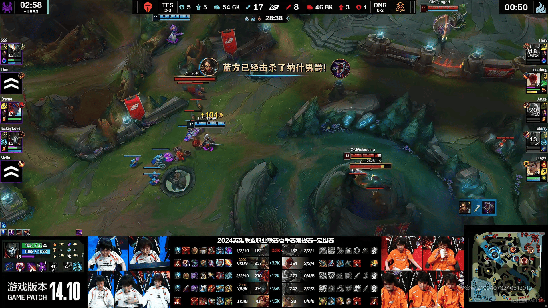 168电竞官网：LPL：JKL烬完美谢幕“狙杀”三人，TES 2-0击败OMG拿下三连胜